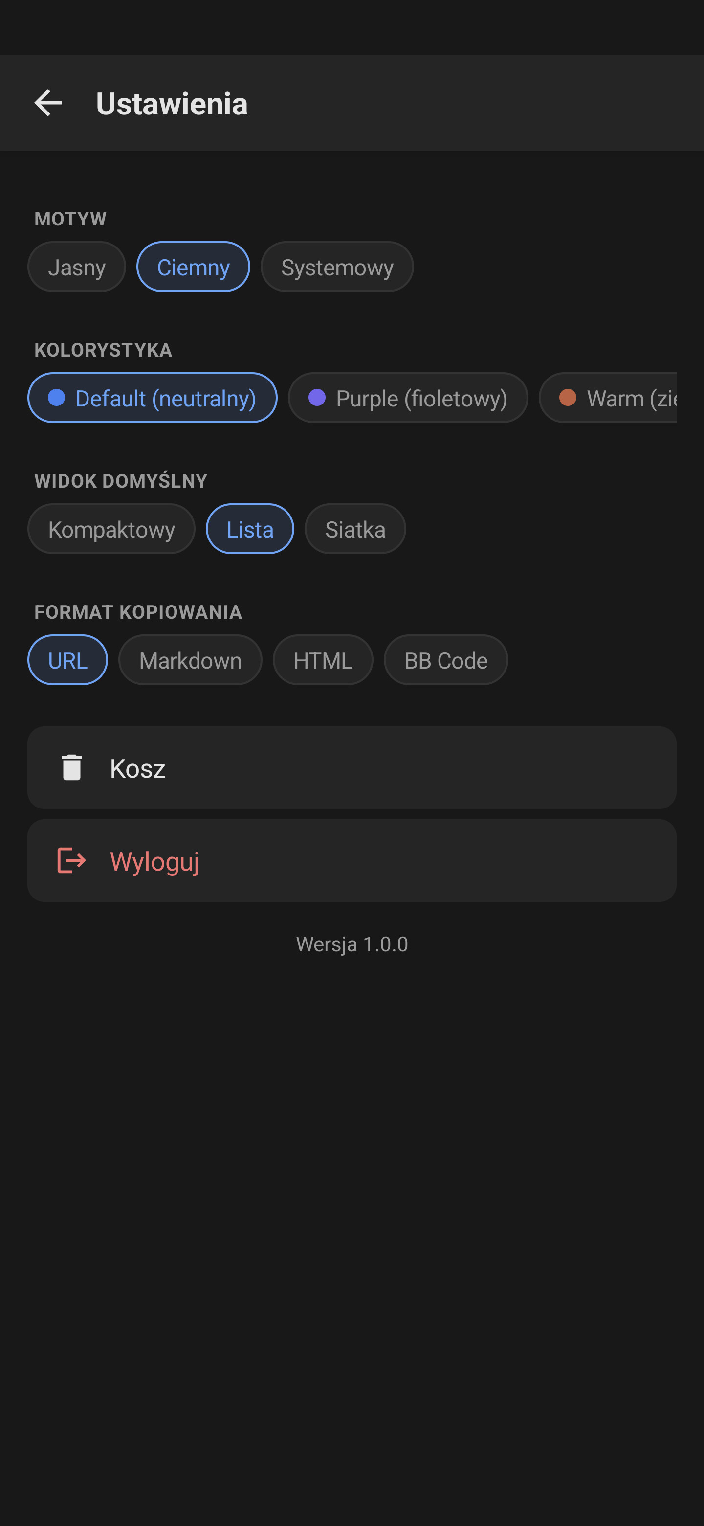 Shotly Android - ustawienia